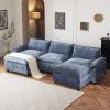 image:imageVINGLI 87 Convertible Sectional SofaLShape Deep Seat Sofa Couch for Living RoomModern Chenille 2 Seat Loveseat Sofa with Ottoman for Small SpaceBlack 87Chenille Navy Blue