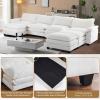 image:imageVINGLI 87 Convertible Sectional SofaLShape Deep Seat Sofa Couch for Living RoomModern Chenille 2 Seat Loveseat Sofa with Ottoman for Small SpaceBlack 87Chenille Cream