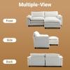 image:imageVINGLI 87 Convertible Sectional SofaLShape Deep Seat Sofa Couch for Living RoomModern Chenille 2 Seat Loveseat Sofa with Ottoman for Small SpaceBlack 87Teddy White