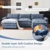 image:imageVINGLI 87 Convertible Sectional SofaLShape Deep Seat Sofa Couch for Living RoomModern Chenille 2 Seat Loveseat Sofa with Ottoman for Small SpaceBlack 87Chenille Navy Blue