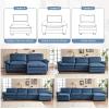image:imageVINGLI 87 Convertible Sectional SofaLShape Deep Seat Sofa Couch for Living RoomModern Chenille 2 Seat Loveseat Sofa with Ottoman for Small SpaceBlack 87Linen Blue