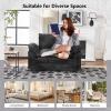 image:imageVINGLI 87 Convertible Sectional SofaLShape Deep Seat Sofa Couch for Living RoomModern Chenille 2 Seat Loveseat Sofa with Ottoman for Small SpaceBlack 87Chenille Black