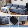 image:imageVINGLI 87 Convertible Sectional SofaLShape Deep Seat Sofa Couch for Living RoomModern Chenille 2 Seat Loveseat Sofa with Ottoman for Small SpaceBlack 87Chenille Navy Blue