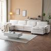 image:imageVINGLI 87 Convertible Sectional SofaLShape Deep Seat Sofa Couch for Living RoomModern Chenille 2 Seat Loveseat Sofa with Ottoman for Small SpaceBlack 87Teddy White