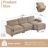 image:imageVINGLI 87 Convertible Sectional SofaLShape Deep Seat Sofa Couch for Living RoomModern Chenille 2 Seat Loveseat Sofa with Ottoman for Small SpaceBlack 87Chenille Light Brown