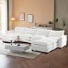 image:imageVINGLI 87 Convertible Sectional SofaLShape Deep Seat Sofa Couch for Living RoomModern Chenille 2 Seat Loveseat Sofa with Ottoman for Small SpaceBlack 87Chenille Cream