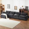 image:imageVINGLI 87 Convertible Sectional SofaLShape Deep Seat Sofa Couch for Living RoomModern Chenille 2 Seat Loveseat Sofa with Ottoman for Small SpaceBlack 87Chenille Black