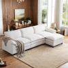 image:imageVINGLI 87 Convertible Sectional SofaLShape Deep Seat Sofa Couch for Living RoomModern Chenille 2 Seat Loveseat Sofa with Ottoman for Small SpaceBlack 87Teddy White