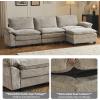 image:imageVINGLI 87 Convertible Sectional SofaLShape Deep Seat Sofa Couch for Living RoomModern Chenille 2 Seat Loveseat Sofa with Ottoman for Small SpaceBlack 87Chenille Light Grey