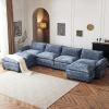 image:imageVINGLI 87 Convertible Sectional SofaLShape Deep Seat Sofa Couch for Living RoomModern Chenille 2 Seat Loveseat Sofa with Ottoman for Small SpaceBlack 87Chenille Navy Blue