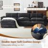 image:imageVINGLI 87 Convertible Sectional SofaLShape Deep Seat Sofa Couch for Living RoomModern Chenille 2 Seat Loveseat Sofa with Ottoman for Small SpaceBlack 87Chenille Black