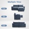 image:imageVINGLI 87 Convertible Sectional SofaLShape Deep Seat Sofa Couch for Living RoomModern Chenille 2 Seat Loveseat Sofa with Ottoman for Small SpaceBlack 87Chenille Navy Blue