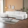 image:imageVINGLI 87 Convertible Sectional SofaLShape Deep Seat Sofa Couch for Living RoomModern Chenille 2 Seat Loveseat Sofa with Ottoman for Small SpaceBlack 87Chenille Cream