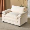 image:imageVINGLI 87 Convertible Sectional SofaLShape Deep Seat Sofa Couch for Living RoomModern Chenille 2 Seat Loveseat Sofa with Ottoman for Small SpaceBlack 87Teddy White