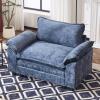 image:imageVINGLI 87 Convertible Sectional SofaLShape Deep Seat Sofa Couch for Living RoomModern Chenille 2 Seat Loveseat Sofa with Ottoman for Small SpaceBlack 87Chenille Navy Blue