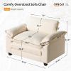 image:imageVINGLI 87 Convertible Sectional SofaLShape Deep Seat Sofa Couch for Living RoomModern Chenille 2 Seat Loveseat Sofa with Ottoman for Small SpaceBlack 87Teddy White