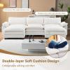 image:imageVINGLI 87 Convertible Sectional SofaLShape Deep Seat Sofa Couch for Living RoomModern Chenille 2 Seat Loveseat Sofa with Ottoman for Small SpaceBlack 87Teddy White