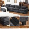 image:imageVINGLI 87 Convertible Sectional SofaLShape Deep Seat Sofa Couch for Living RoomModern Chenille 2 Seat Loveseat Sofa with Ottoman for Small SpaceBlack 87Chenille Black