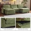 image:imageVINGLI 87 Convertible Sectional SofaLShape Deep Seat Sofa Couch for Living RoomModern Chenille 2 Seat Loveseat Sofa with Ottoman for Small SpaceBlack 87Chenille Olive Green