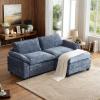 image:imageVINGLI 87 Convertible Sectional SofaLShape Deep Seat Sofa Couch for Living RoomModern Chenille 2 Seat Loveseat Sofa with Ottoman for Small SpaceBlack 87Chenille Navy Blue