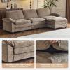 image:imageVINGLI 87 Convertible Sectional SofaLShape Deep Seat Sofa Couch for Living RoomModern Chenille 2 Seat Loveseat Sofa with Ottoman for Small SpaceBlack 87Chenille Light Brown