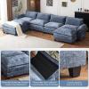 image:imageVINGLI 87 Convertible Sectional SofaLShape Deep Seat Sofa Couch for Living RoomModern Chenille 2 Seat Loveseat Sofa with Ottoman for Small SpaceBlack 87Chenille Navy Blue