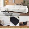 image:imageVINGLI 87 Convertible Sectional SofaLShape Deep Seat Sofa Couch for Living RoomModern Chenille 2 Seat Loveseat Sofa with Ottoman for Small SpaceBlack 87Chenille Cream