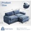 image:imageVINGLI 87 Convertible Sectional SofaLShape Deep Seat Sofa Couch for Living RoomModern Chenille 2 Seat Loveseat Sofa with Ottoman for Small SpaceBlack 87Chenille Navy Blue