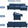image:imageVINGLI 87 Convertible Sectional SofaLShape Deep Seat Sofa Couch for Living RoomModern Chenille 2 Seat Loveseat Sofa with Ottoman for Small SpaceBlack 87Linen Blue