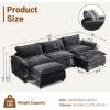 image:imageVINGLI 87 Convertible Sectional SofaLShape Deep Seat Sofa Couch for Living RoomModern Chenille 2 Seat Loveseat Sofa with Ottoman for Small SpaceBlack 87Chenille Black