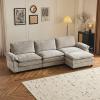 image:imageVINGLI 87 Convertible Sectional SofaLShape Deep Seat Sofa Couch for Living RoomModern Chenille 2 Seat Loveseat Sofa with Ottoman for Small SpaceBlack 87Chenille Light Grey