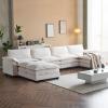 image:imageVINGLI 87 Convertible Sectional SofaLShape Deep Seat Sofa Couch for Living RoomModern Chenille 2 Seat Loveseat Sofa with Ottoman for Small SpaceBlack 87Teddy White
