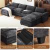 image:imageVINGLI 87 Convertible Sectional SofaLShape Deep Seat Sofa Couch for Living RoomModern Chenille 2 Seat Loveseat Sofa with Ottoman for Small SpaceBlack 87Chenille Black
