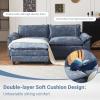 image:imageVINGLI 87 Convertible Sectional SofaLShape Deep Seat Sofa Couch for Living RoomModern Chenille 2 Seat Loveseat Sofa with Ottoman for Small SpaceBlack 87Chenille Navy Blue