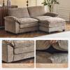image:imageVINGLI 87 Convertible Sectional SofaLShape Deep Seat Sofa Couch for Living RoomModern Chenille 2 Seat Loveseat Sofa with Ottoman for Small SpaceBlack 87Chenille Light Brown