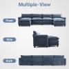 image:imageVINGLI 87 Convertible Sectional SofaLShape Deep Seat Sofa Couch for Living RoomModern Chenille 2 Seat Loveseat Sofa with Ottoman for Small SpaceBlack 87Chenille Navy Blue