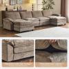 image:imageVINGLI 87 Convertible Sectional SofaLShape Deep Seat Sofa Couch for Living RoomModern Chenille 2 Seat Loveseat Sofa with Ottoman for Small SpaceBlack 87Chenille Light Brown