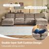 image:imageVINGLI 87 Convertible Sectional SofaLShape Deep Seat Sofa Couch for Living RoomModern Chenille 2 Seat Loveseat Sofa with Ottoman for Small SpaceBlack 87Chenille Light Brown