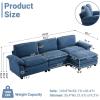 image:imageVINGLI 87 Convertible Sectional SofaLShape Deep Seat Sofa Couch for Living RoomModern Chenille 2 Seat Loveseat Sofa with Ottoman for Small SpaceBlack 87Linen Blue