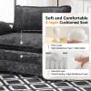 image:imageVINGLI 87 Convertible Sectional SofaLShape Deep Seat Sofa Couch for Living RoomModern Chenille 2 Seat Loveseat Sofa with Ottoman for Small SpaceBlack 87Chenille Black