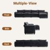 image:imageVINGLI 87 Convertible Sectional SofaLShape Deep Seat Sofa Couch for Living RoomModern Chenille 2 Seat Loveseat Sofa with Ottoman for Small SpaceBlack 87Chenille Black