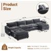 image:imageVINGLI 87 Convertible Sectional SofaLShape Deep Seat Sofa Couch for Living RoomModern Chenille 2 Seat Loveseat Sofa with Ottoman for Small SpaceBlack 87Chenille Black