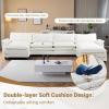 image:imageVINGLI 87 Convertible Sectional SofaLShape Deep Seat Sofa Couch for Living RoomModern Chenille 2 Seat Loveseat Sofa with Ottoman for Small SpaceBlack 87Chenille Cream