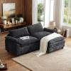 image:imageVINGLI 87 Convertible Sectional SofaLShape Deep Seat Sofa Couch for Living RoomModern Chenille 2 Seat Loveseat Sofa with Ottoman for Small SpaceBlack 87Chenille Black