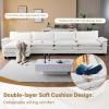 image:imageVINGLI 87 Convertible Sectional SofaLShape Deep Seat Sofa Couch for Living RoomModern Chenille 2 Seat Loveseat Sofa with Ottoman for Small SpaceBlack 87Chenille Cream
