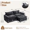 image:imageVINGLI 87 Convertible Sectional SofaLShape Deep Seat Sofa Couch for Living RoomModern Chenille 2 Seat Loveseat Sofa with Ottoman for Small SpaceBlack 87Chenille Black