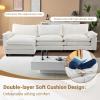 image:imageVINGLI 87 Convertible Sectional SofaLShape Deep Seat Sofa Couch for Living RoomModern Chenille 2 Seat Loveseat Sofa with Ottoman for Small SpaceBlack 87Chenille Cream