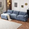 image:imageVINGLI 87 Convertible Sectional SofaLShape Deep Seat Sofa Couch for Living RoomModern Chenille 2 Seat Loveseat Sofa with Ottoman for Small SpaceBlack 87Chenille Navy Blue