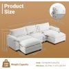 image:imageVINGLI 87 Convertible Sectional SofaLShape Deep Seat Sofa Couch for Living RoomModern Chenille 2 Seat Loveseat Sofa with Ottoman for Small SpaceBlack 87Teddy White