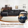 image:imageVINGLI 87 Convertible Sectional SofaLShape Deep Seat Sofa Couch for Living RoomModern Chenille 2 Seat Loveseat Sofa with Ottoman for Small SpaceBlack 87Chenille Black